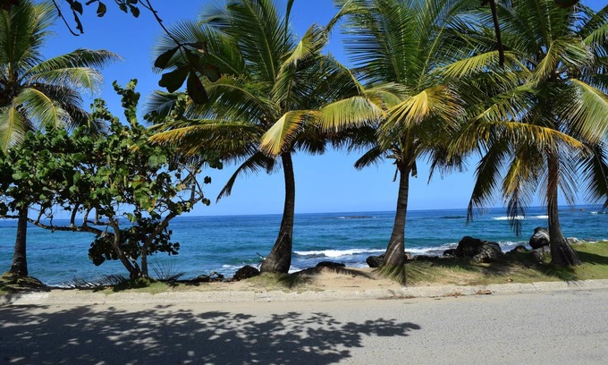 Hatillo House | Relaxed Oceanfront home on quiet palm fringed Beach with large Oceanfront patio