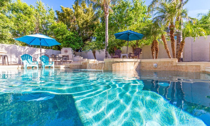 Seville House | Resort Backyard Heated Pool & Jacuzzi with downstair suite