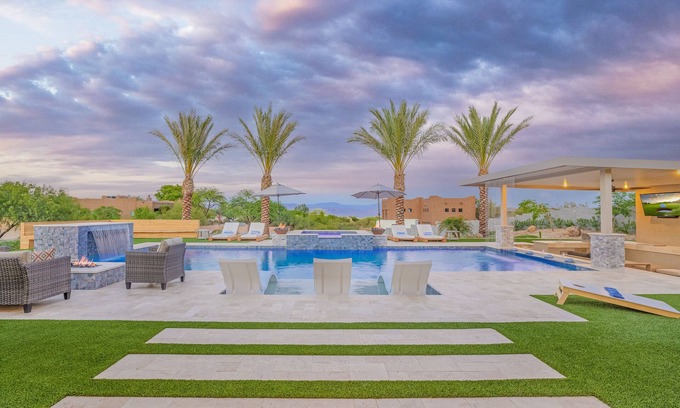 Rio Verde Foothills House | Resort-Style Estate, Mountain Views, Heated Pool & Spa, Fun Putting Green, More