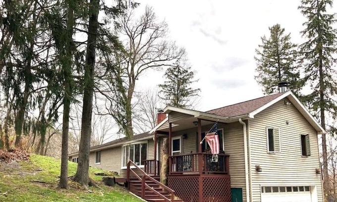 Grand Detour House | Riverfront 3 BR 2 BA Home on Private Wooded Lot