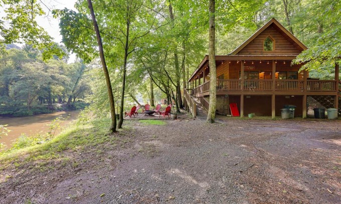 Ellijay House | Riverfront Ellijay Cabin with Deck and Pool Access!