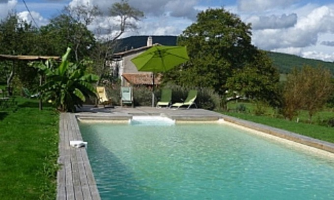 Rivel Cottage | Rural gite, own garden,on sunny Smallholding in quiet valley, with private pool