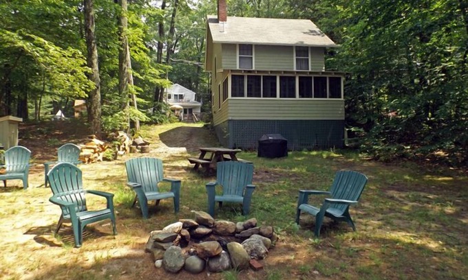 Gray Cottage | Rustic classic Maine cottage with 450' of shared sandy beach on Little Sebago