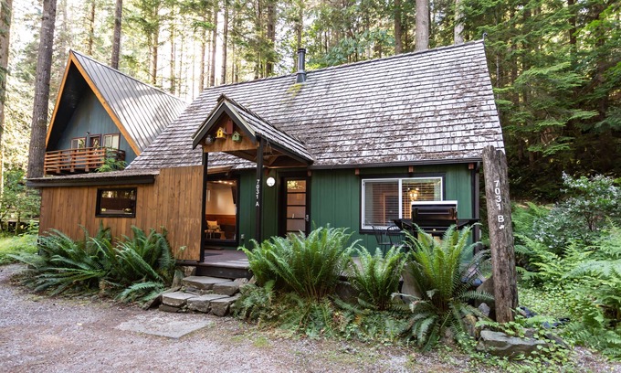Glacier House | Rustic Mountain Hideaway ~Hot Tub, EV charger, wood stove, Pets welcome !