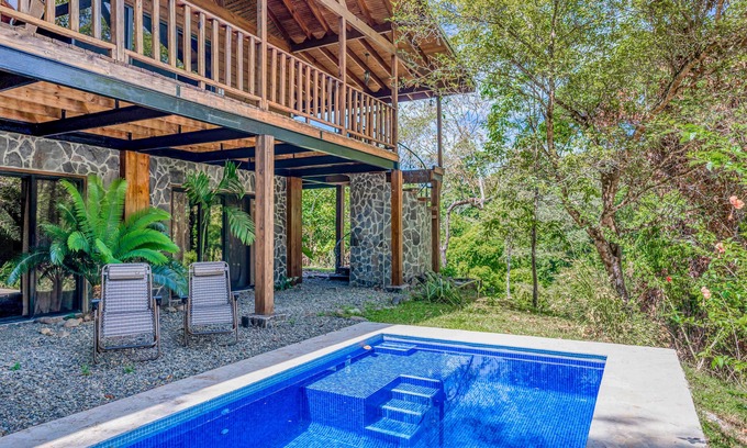 Savegre House | Rustic mountain-view home near the beach with private pool, deck, W/D, & WiFi