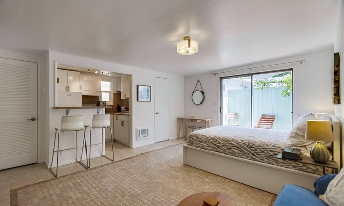 Beach Barber Tract Apartment | Sea Glass Hideaway, Designer Studio, Dog Friendly, Private Patio and Parking!