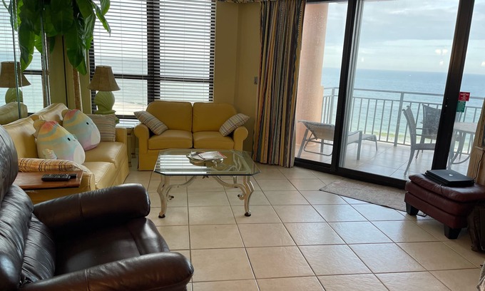Orange Beach Condo | SeaChase 602 East-panoramic view of the beach