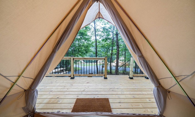 Great Cacapon RV Rental | Secluded Canvas Tent Nestled in the Trees