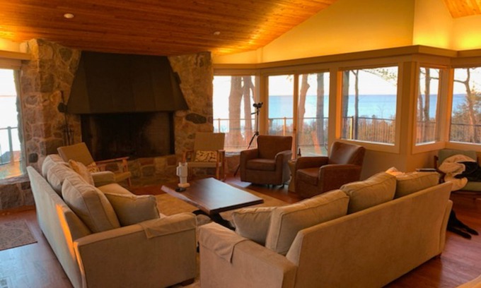 Harbor Springs House | Secluded lake-view home with large deck, private gas grill, AC