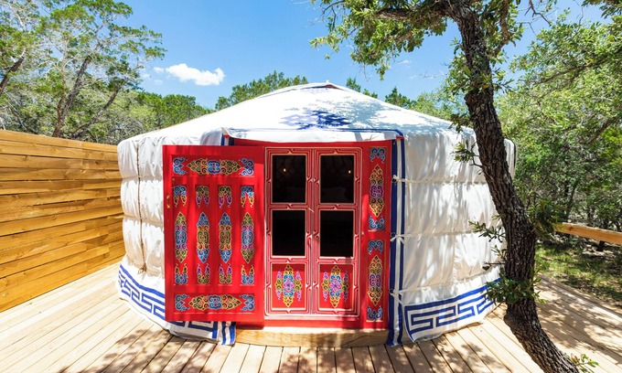Dripping Springs Cabin | Secluded, Romantic Yurt w/Hot Tub at The Yurtopian - "Carrie"
