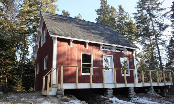 Stonington Cabin | Secluded Rustic Cabin in the Woods with Distant Water View