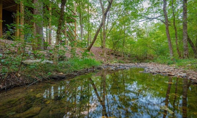 Broken Bow Cabin | SERENE ON THE STREAM is a modern luxury cabin that overlooks a soothing, flowing