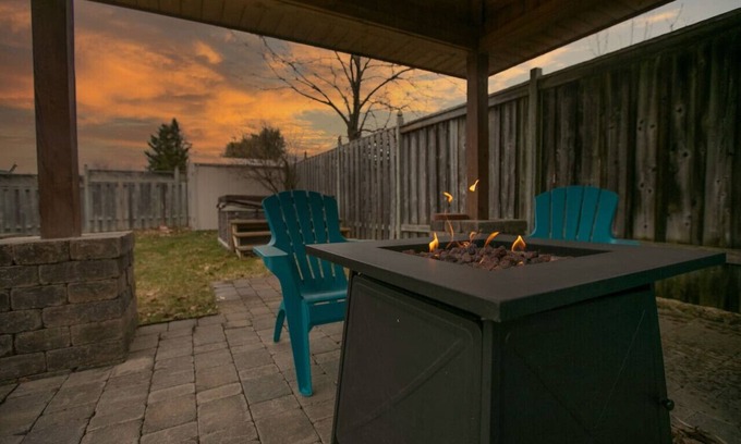 Barrie House | Serenity & Style: 4BR w/Hot Tub, BBQ & Fire Table