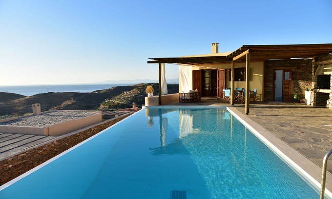 Vourkari Villa | Silver Moon Villa: Artistic villa with a breathtaking view of the Aegean