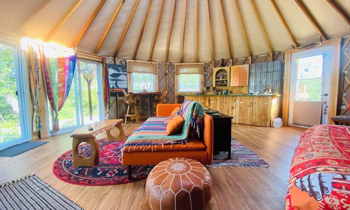 Baddeck Bridge RV Rental | Sky high yurt with amazing view of the river
