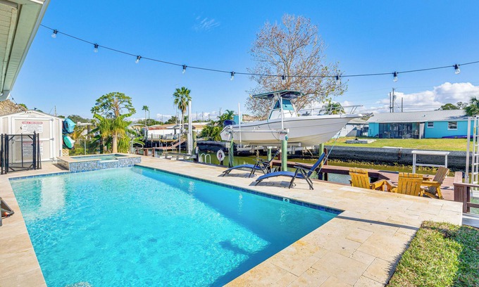 Hudson Beach Estates House | Spacious Canalfront Home w/Pool ~ 1/2 Mi to Beach