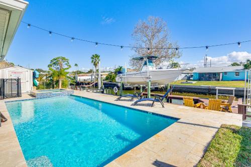 Hudson Beach Estates House | Spacious Canalfront Home with Pool about half Mi to Beach