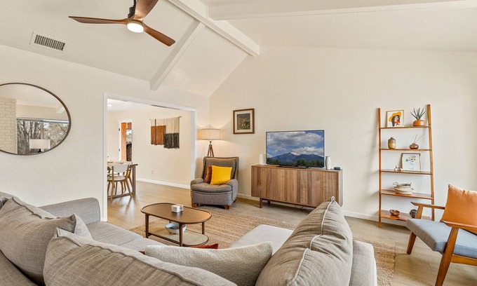 Swiss Manor House | Spacious family home at base of Mt. Elden w/Cedar-plank Sunroom & Hot tub