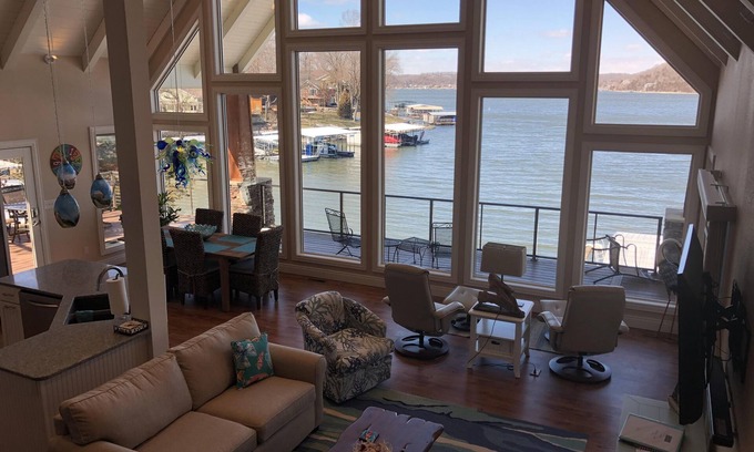 Gravois Mills House | Stay on the lake with amazing views! Perfect for families including Fido!