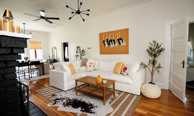Seminole Heights House | Step into Tampa charm at this sun-drenched 1913 bungalow in Seminole Heights! Walk to top-rated cafes, breweries, and bakeries, then unwind in a beautifully renovated space filled with character, comfort, and local flair. Historic soul, modern style.