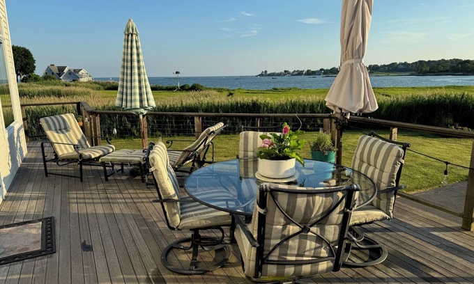 Guilford House | Steps to beach! Custom-built house with panoramic ocean views, wrap-around deck.