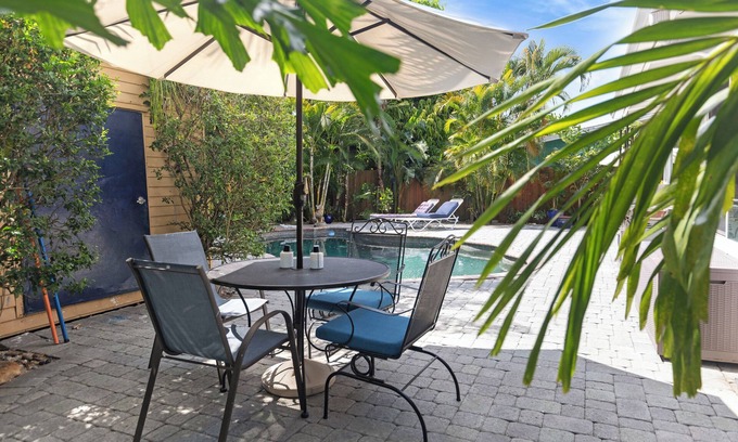 Middle River Terrace Apartment | Studio apt near Wilton Manors, fenced yard with pool, puppy friendly.