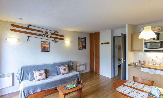 La Mongie Apartment | Studio cabine 4 pers avec terrasse, piscine couverte et salle de fitness, proche pistes et remontées - FR-1-404-339