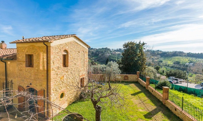 Montescudaio House | Stunning private villa for 3 guests with WIFI, A/C, patio, panoramic view and parking