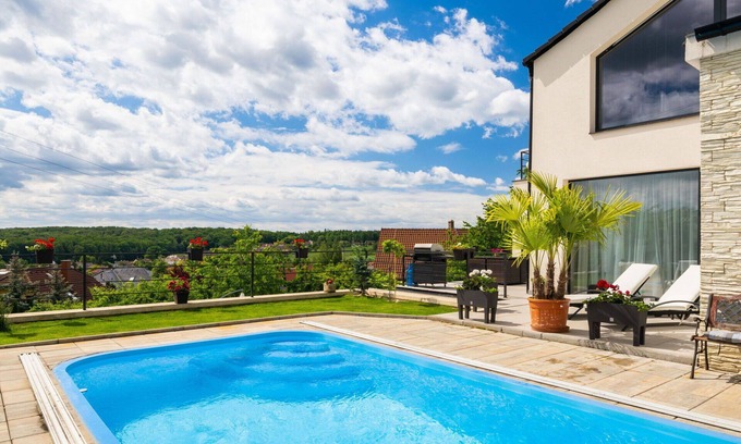Lany Villa | Stunning villa for 4 guests with WIFI, pool, TV, balcony and panoramic view
