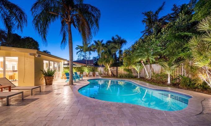 Poinsettia Heights House | Stylish Oasis with Heated Pool & King Beds Near Wilton Manors & Beach