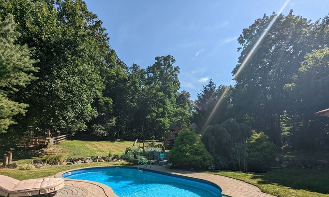 East Shoreham House | Summer family fun! Private pool, playground, game room, mini golf, goats...