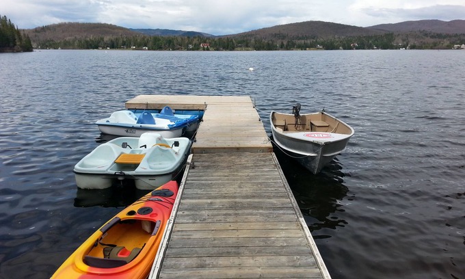 Lac-Superieur Ski Chalet | Summer Promo Waterfront Cabin Spa trails boat fish