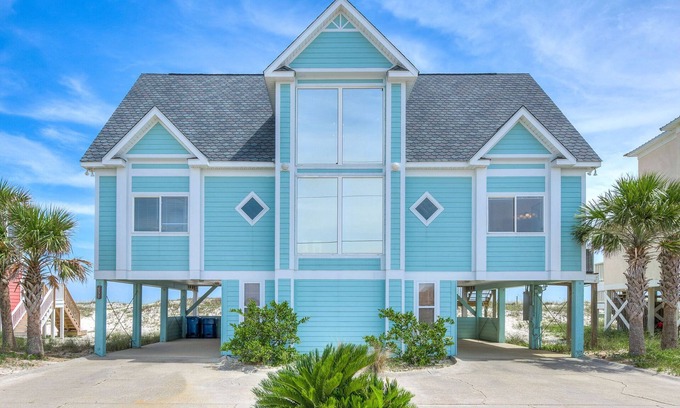 Gulf Shores House | 🥳 Summer Sale! First 2! Blue Heron. 5BR Beachfront. Heat Pool! Awesome views. Secluded beach!