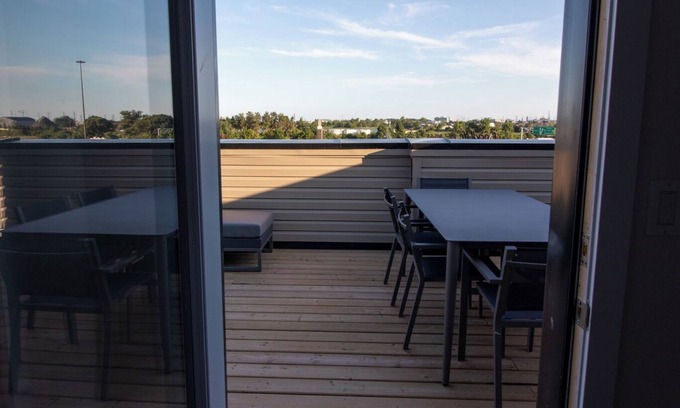 Ajax House | Sunlight, Rooftop terrace with BBQ set up, close to Pickering Casino.