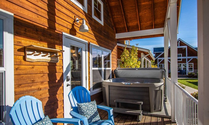 Dover Bay House | Sunlit, dog-friendly home with hot tub, gas fireplace, & washer/dryer