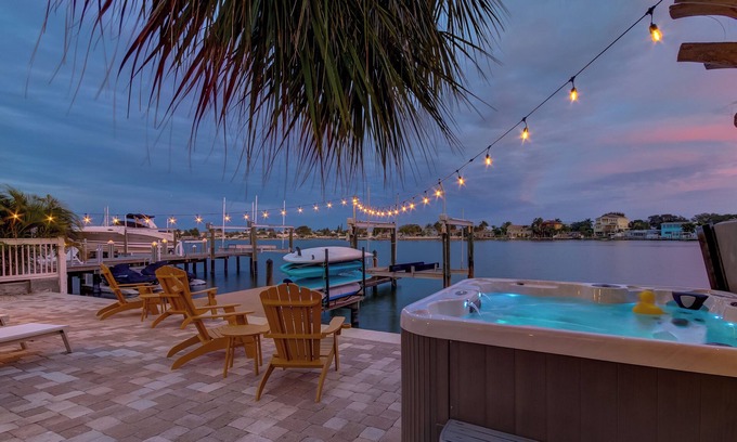 Indian Rocks Beach House | Sunrise Suite Waterfront Duplex- hot tub, kayaks, SUPs, 3 blocks to the beach