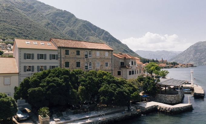 Kotor Villa | Super chic Venetian Palazzo, swimming pool , water front ponta on sea