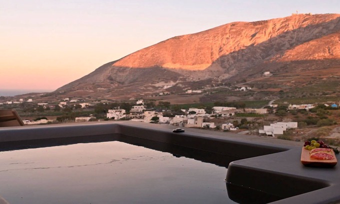 Exo Gonia Villa | Superb Santorini Villas | 2 Bedrooms | Villa Hisoka | Spacious Terrace with Hot.