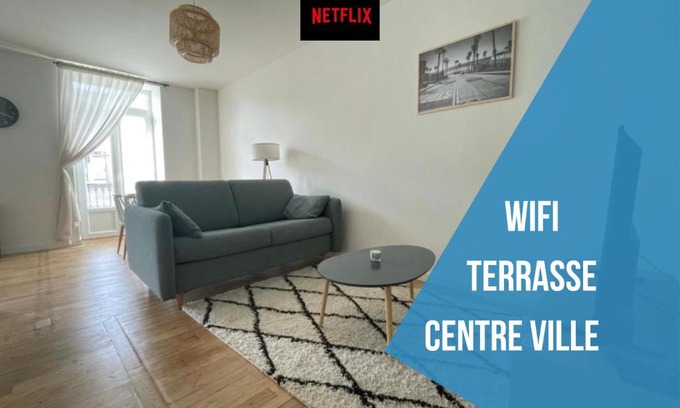 Perigueux Apartment | Superbe T2 Neuf Centre Ville Wifi Terrasse Netflix