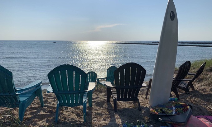 Port Sheldon House | Sweeping LakeMI Views, Steps to Wide Sandy Beach, Sleeps 9+ or 18 w/Bonus Suites