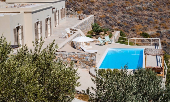 Finikas Villa | Syros beautiful sea view villa Blue Line near the sea