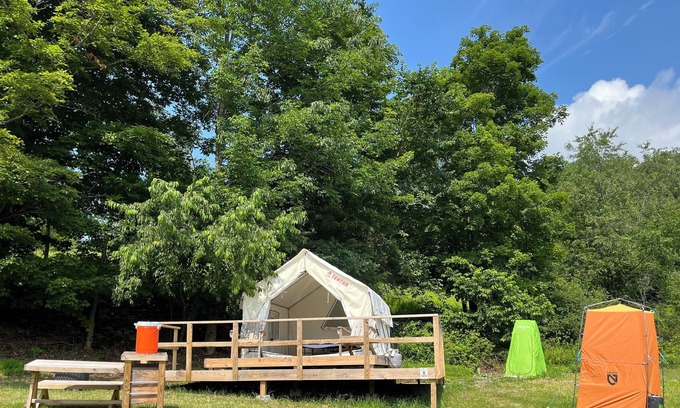 Bovina Center RV Rental | Tentrr Signature Site - Emerald Farm in the Land of Bovina (tent 2)