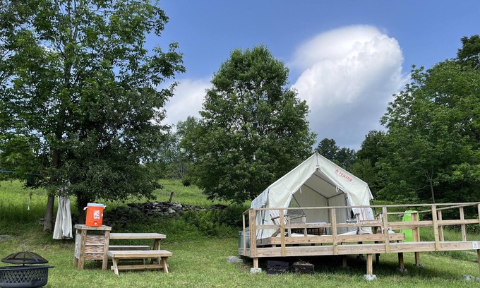 Bovina Center RV Rental | Tentrr Signature Site - Emerald Farm in the Land of Bovina (tent 1)