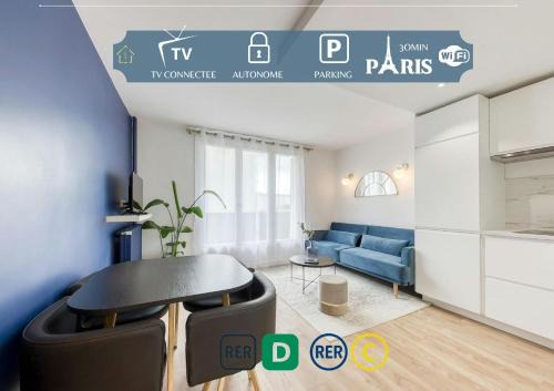 Quartier des Coteaux de l'Orge Apartment | The Blue and Gold Cocoon Appart