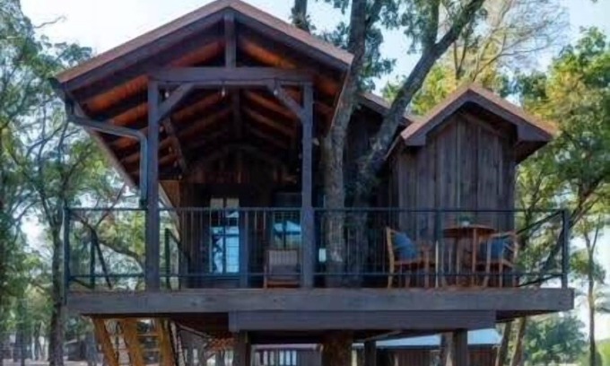 Elm Mott RV Rental | The Blue Jay Treehouse 15MIN to Magnolia & Baylor