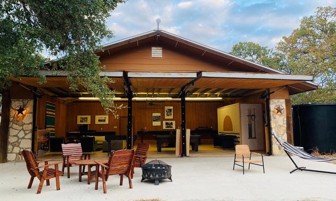 Blanco Cabin | The Camp Blanco by Lodgewell - Riverfront retreat 2 Homes, Bunk House, Game Room & more