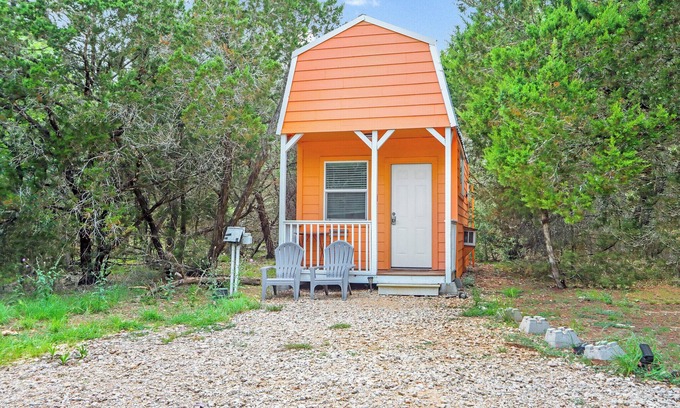 Driftwood House | The Driftwoods - Orange Tiny House | Unique Glamping Experience
