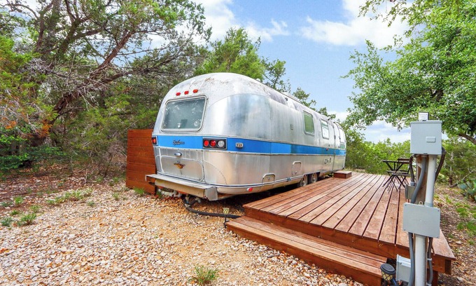 Driftwood House | The Driftwoods - Vintage Blue Airstream for Unique Driftwood Getaway