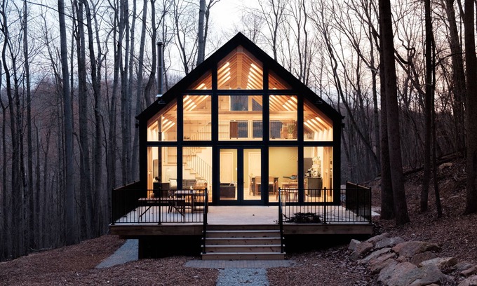 Lancaster Cabin | The Ledges Cabin - modern luxury on 35 acres, 8 person hot tub, wood fireplace.