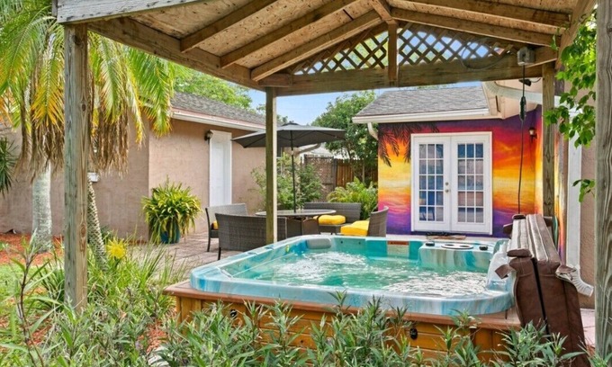 St. Petersburg - Clearwater House | The Sunshine Sanctuary with Hot Tub, Game Room and Fire Pit